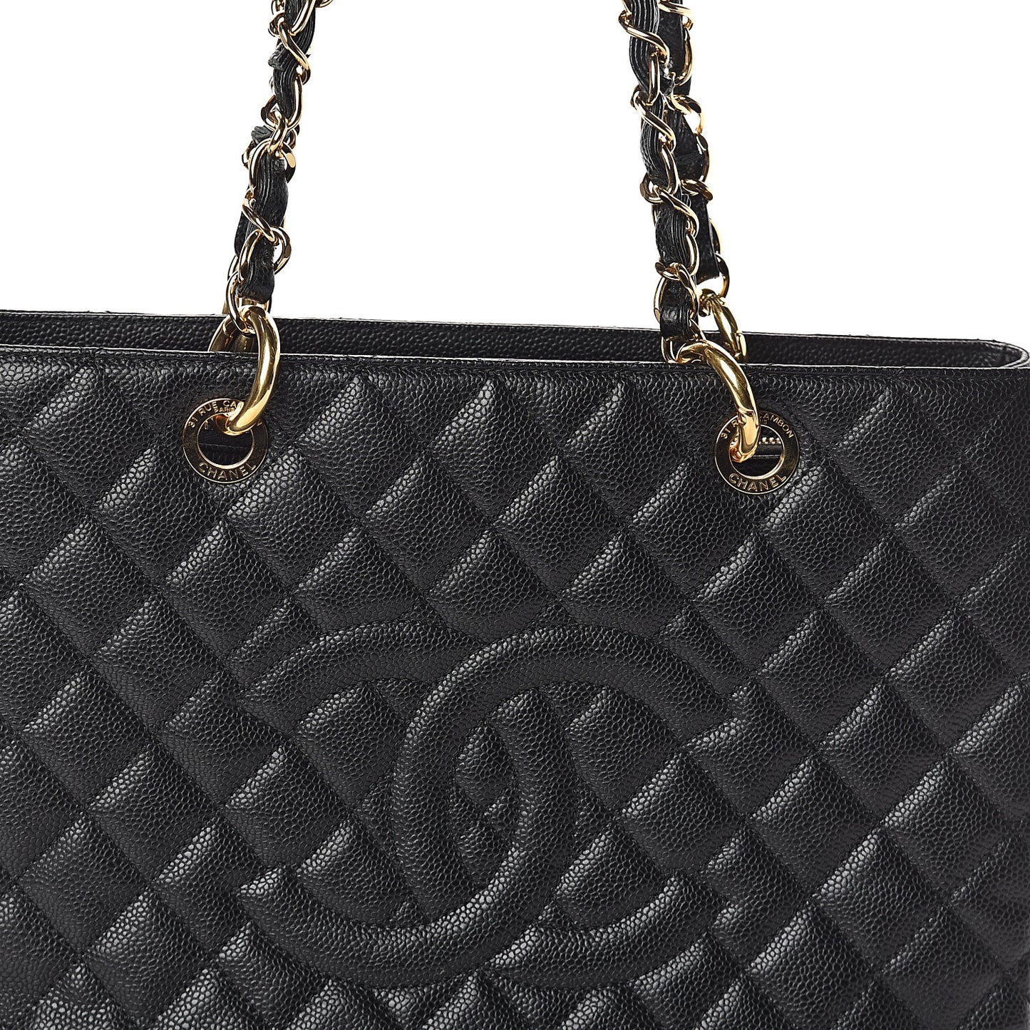 Caviar Quilted Grand Shopping Tote GST Black
