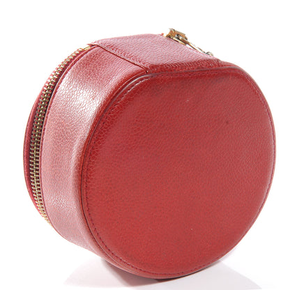 Chanel Caviar Round Jewelry Travel Case Red 3 of 8