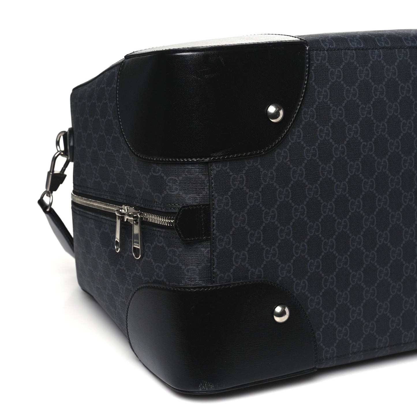 GG Supreme Monogram Azalea Calfskin Retro Interlocking G Large Duffle Bag Black Grey
