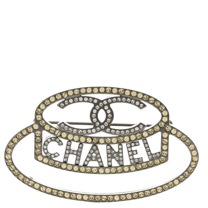 Chanel Ruthenium Strass Crystal Hat Brooch Pale Yellow 1 of 5