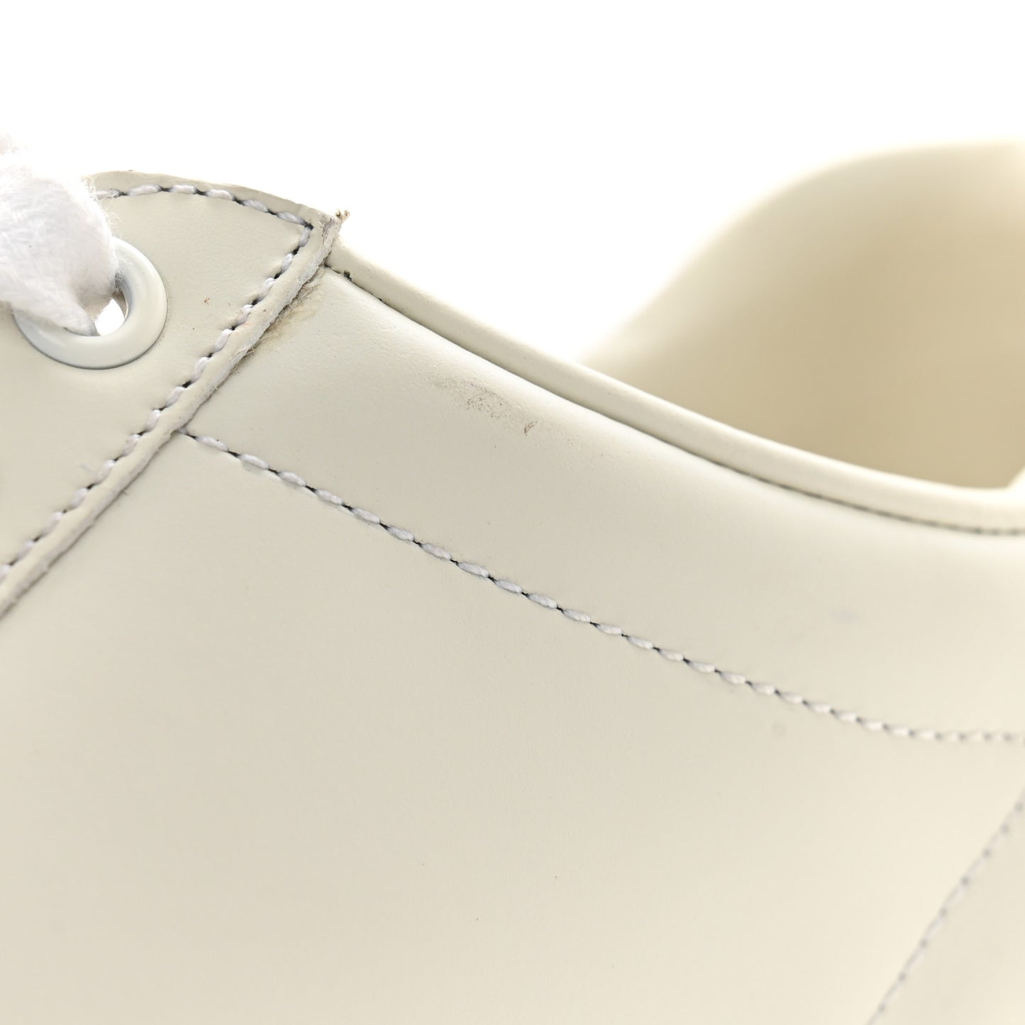 Calfskin Interlocking G Perforated Womens Ace Sneakers 37.5 White Grey Sky