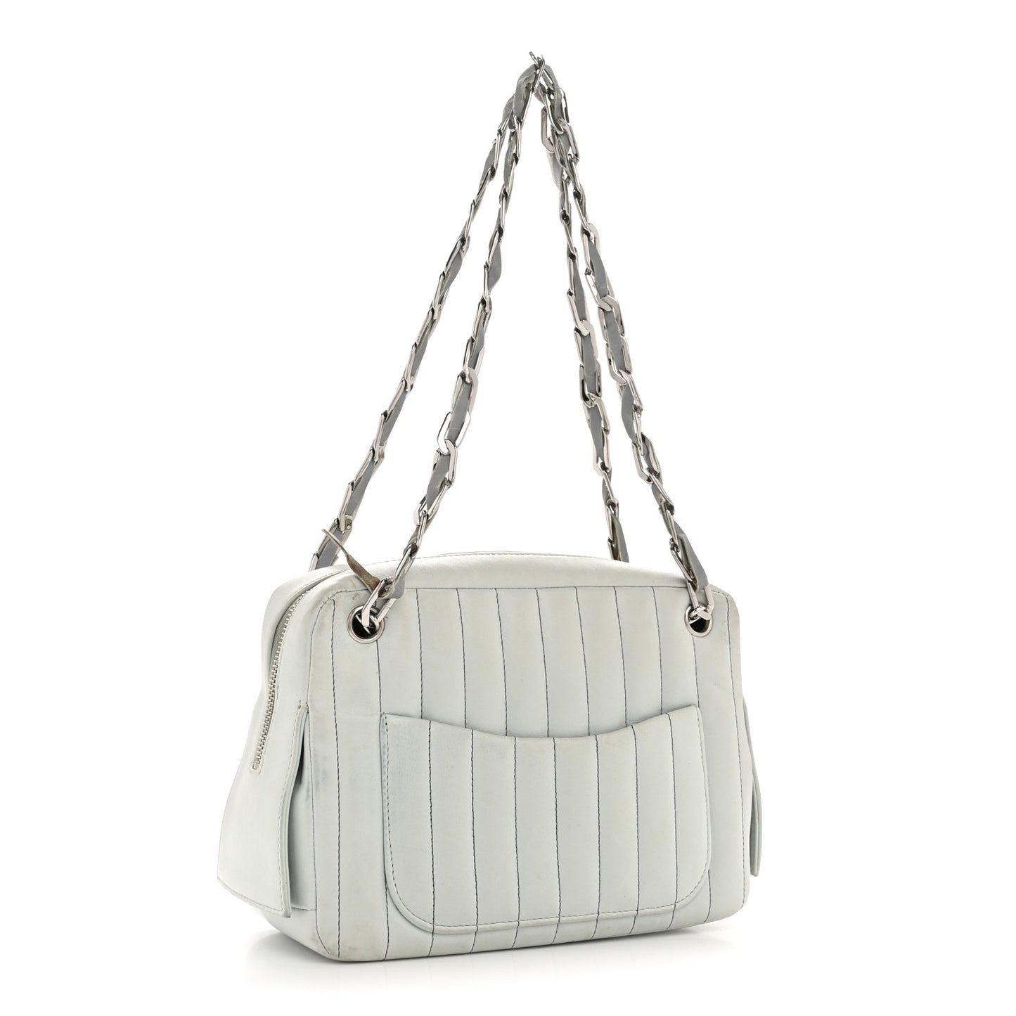 Lambskin Vertical Quilted Mademoiselle Camera Case Green