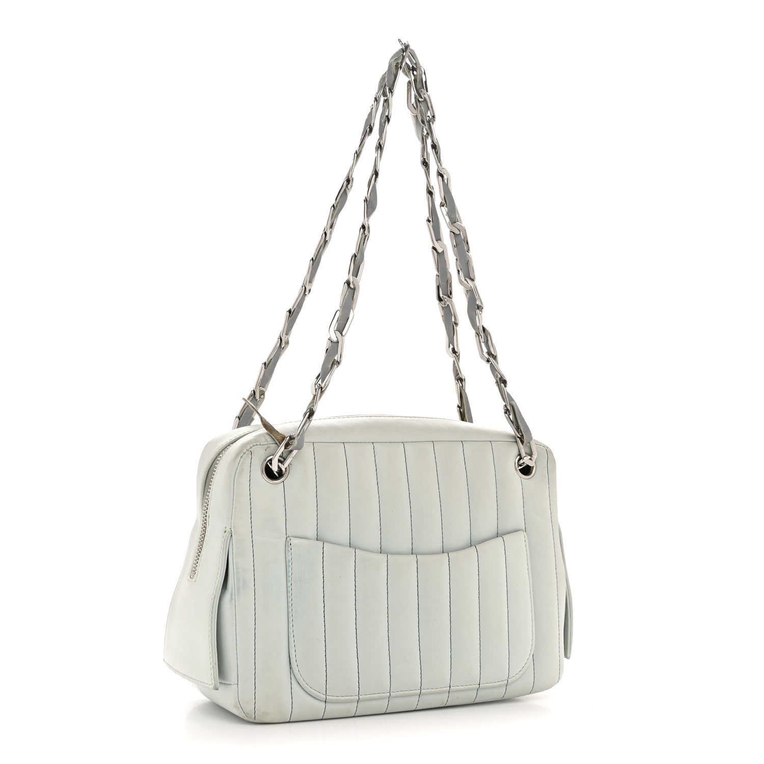 Chanel Lambskin Vertical Quilted Mademoiselle Camera Case Green 3 of 14