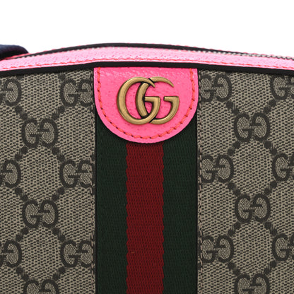 Gucci GG Supreme Monogram Textured Dollar Calfskin Web Ophidia Small Crossbody Bag Beige Ebony Fuchsia 8 of 10