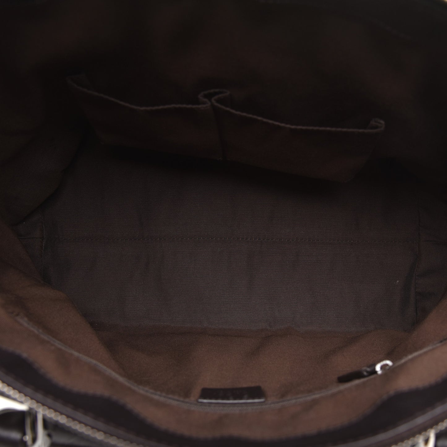 Guccissima Medium GG Charm Dome Satchel Dark Brown