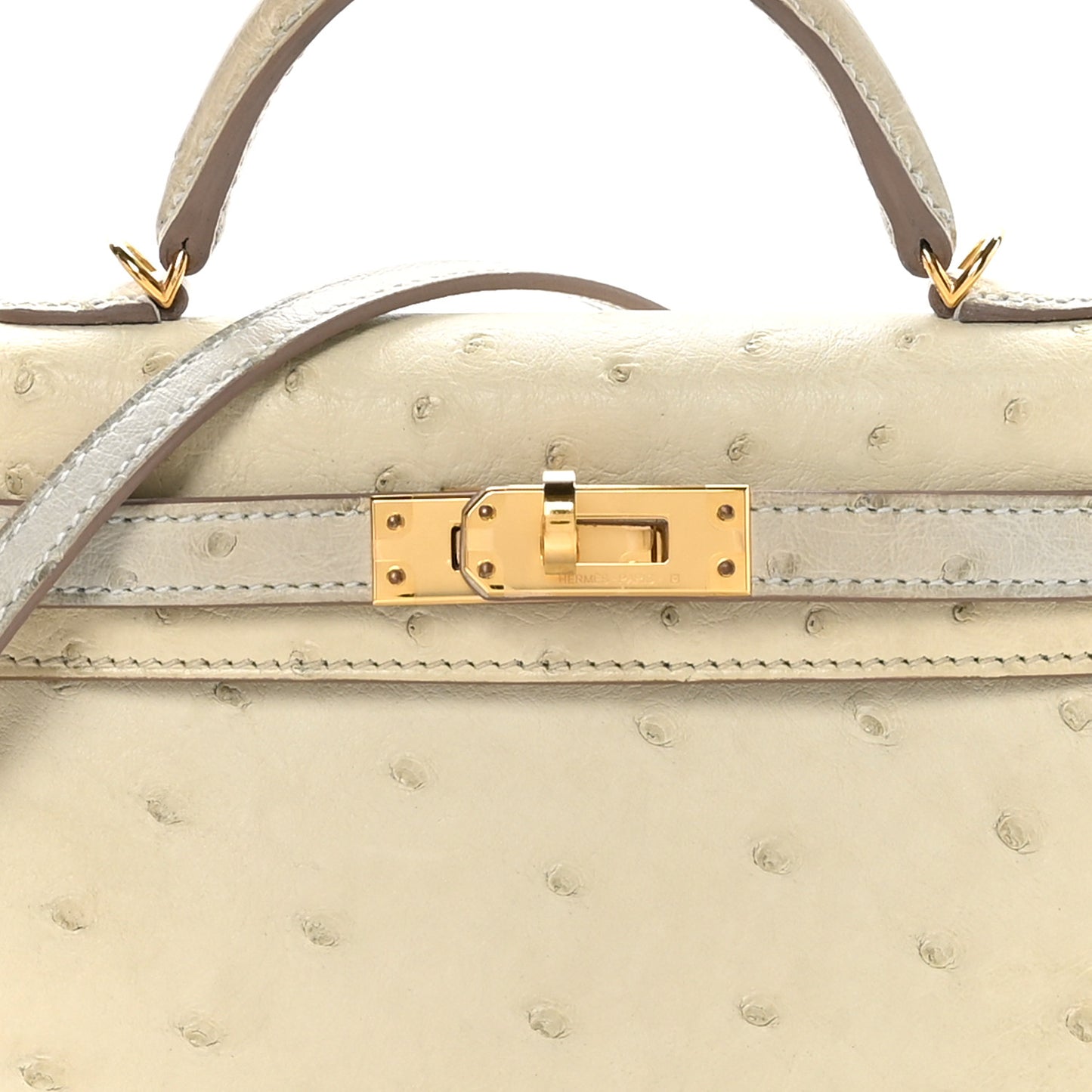 Ostrich Horseshoe Kelly Sellier Mini 20 Parchemin