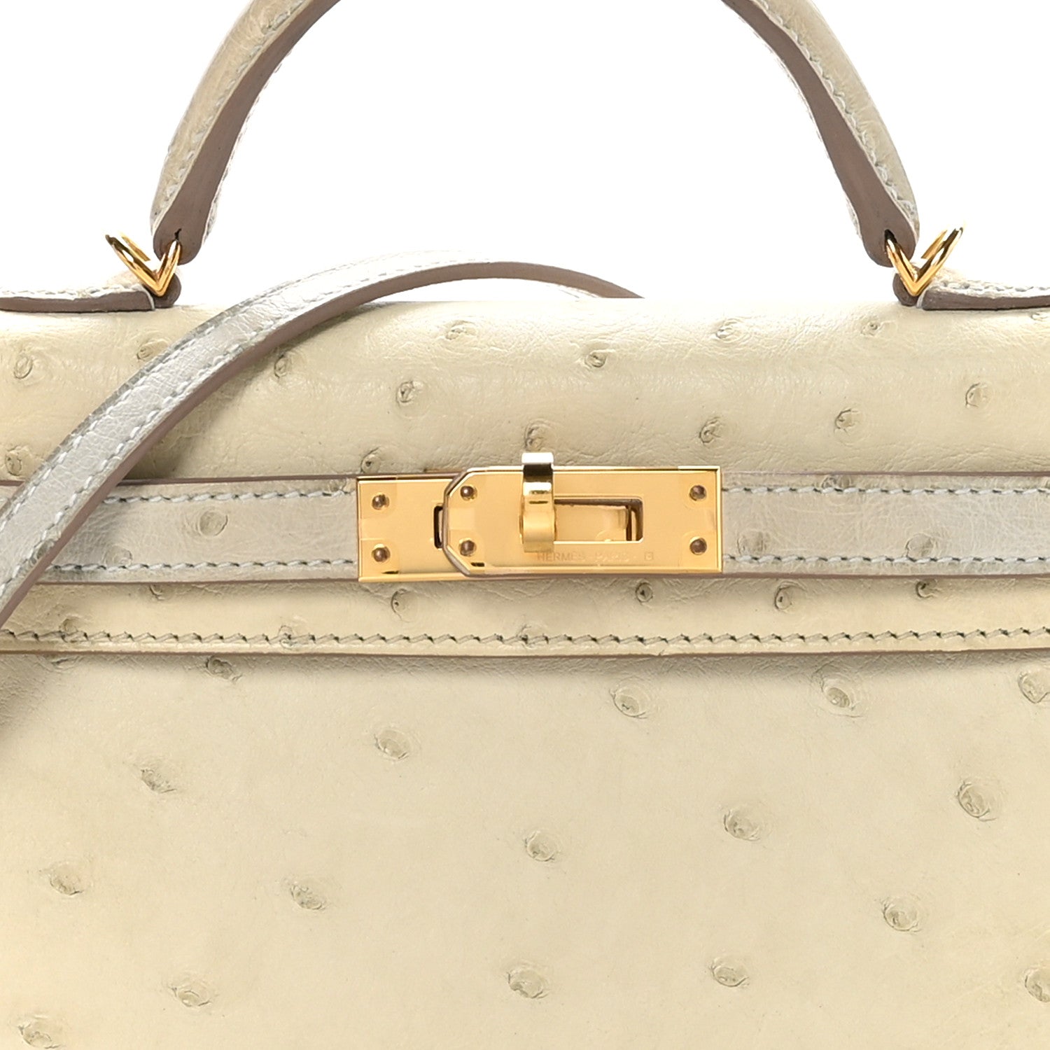 Hermes Ostrich Horseshoe Kelly Sellier Mini 20 Parchemin 8 of 11