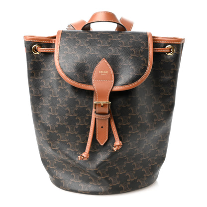 Celine Triomphe Canvas Calfskin Folco Backpack Tan 1 of 9