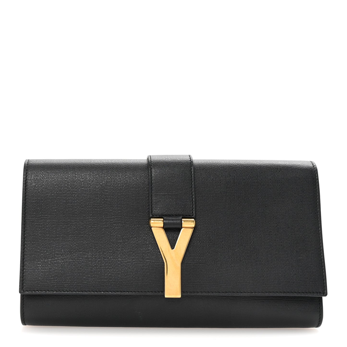 Textured Calfskin Classic Y Ligne Clutch Black