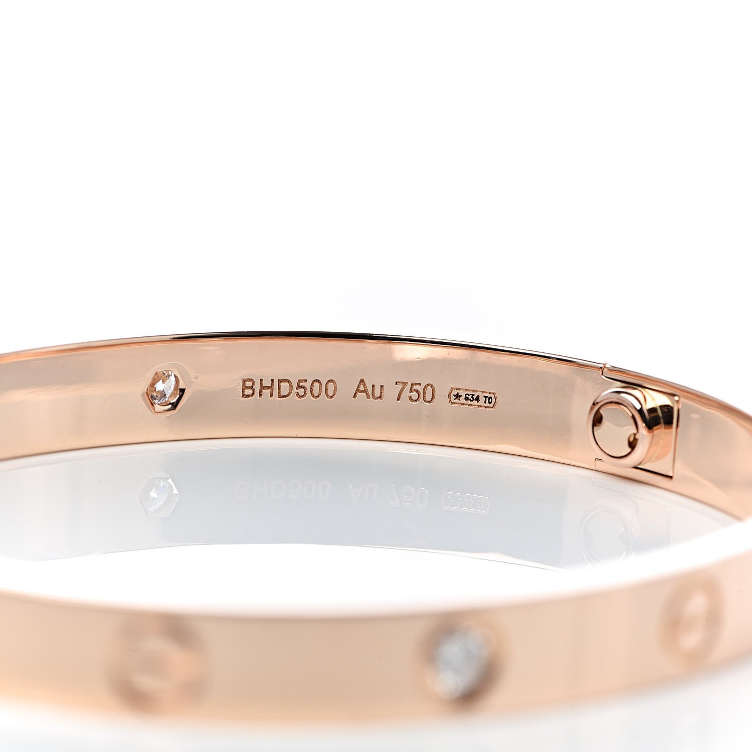Cartier 18K Pink Gold 4 Diamond LOVE Bracelet 17 6 of 8