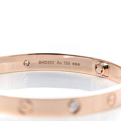 Cartier 18K Pink Gold 4 Diamond LOVE Bracelet 17 6 of 8