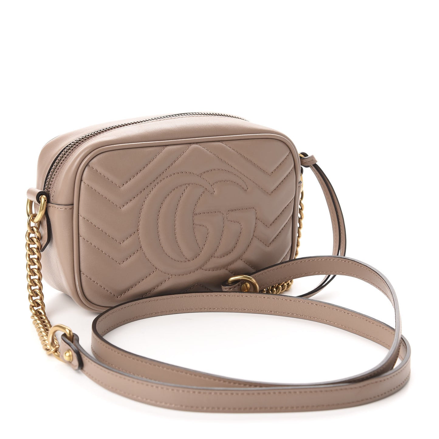 Calfskin Matelasse Mini GG Marmont Chain Shoulder Bag Porcelain Rose