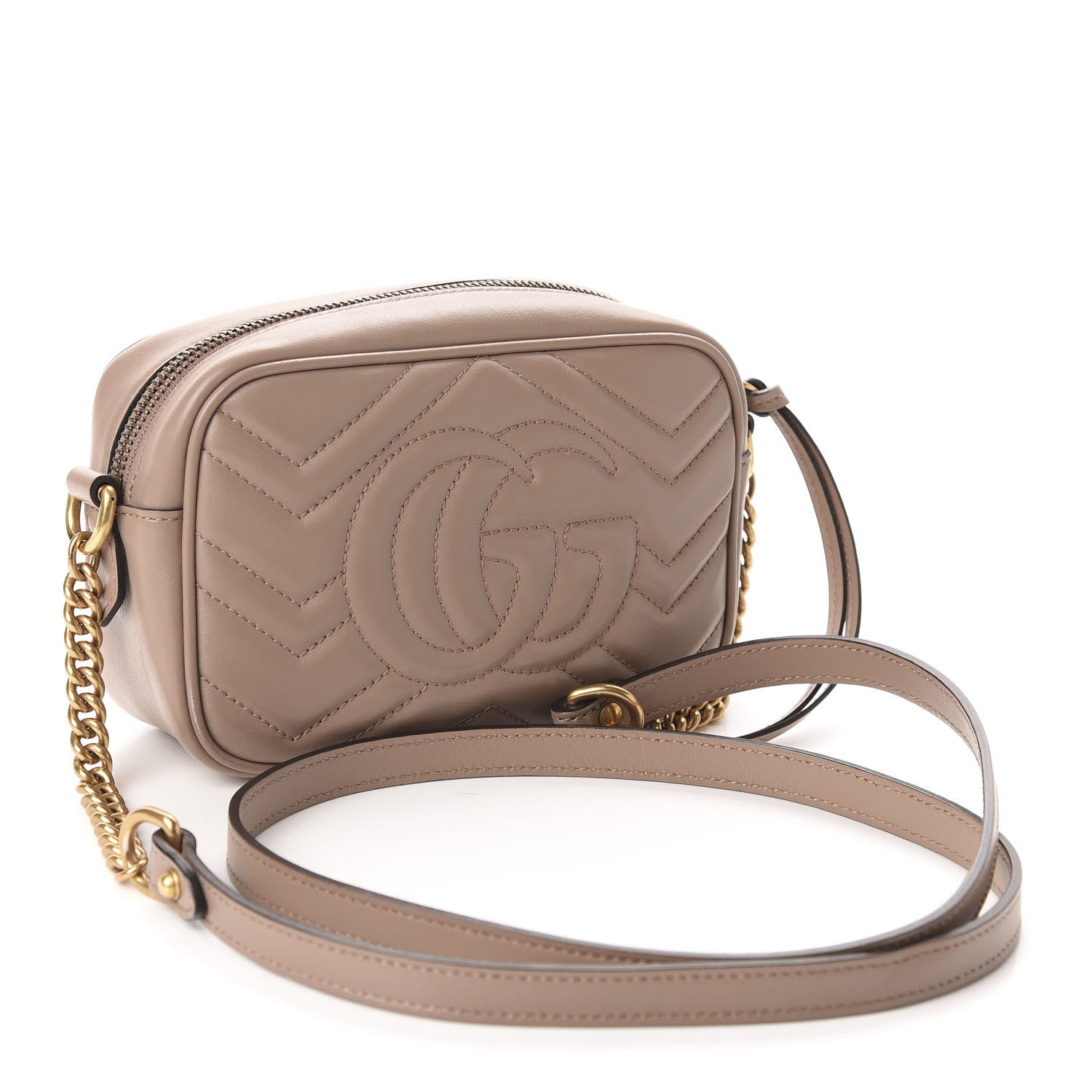 Gucci Calfskin Matelasse Mini GG Marmont Chain Shoulder Bag Porcelain Rose 3 of 11