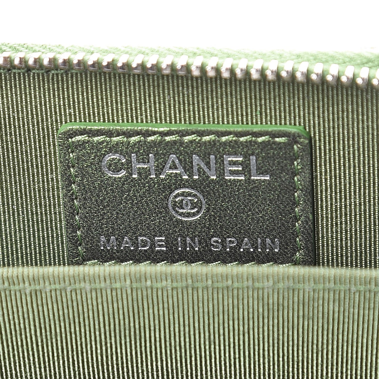 Metallic Lambskin Quilted Zip Around Coin Purse Wallet Green