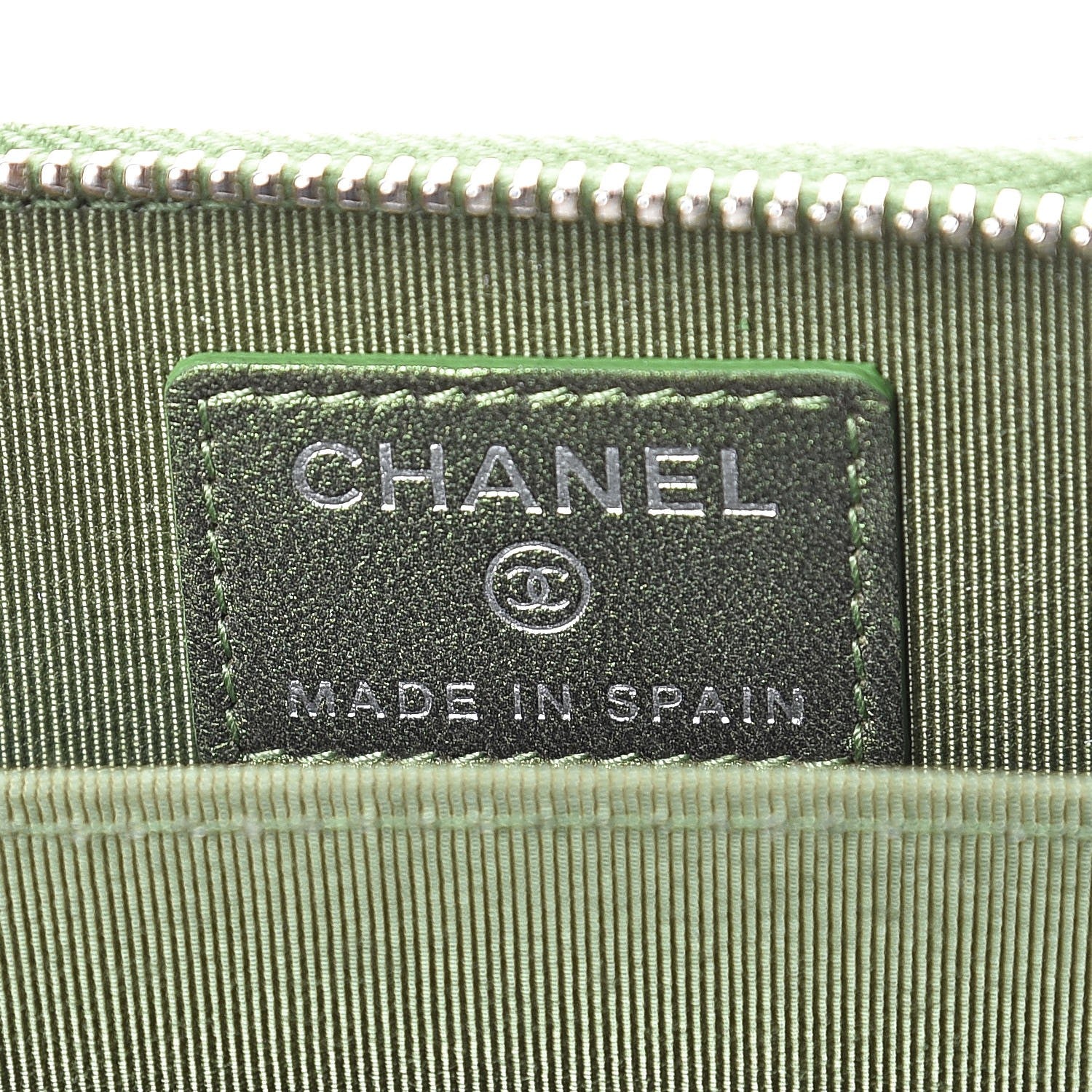Chanel Metallic Lambskin Quilted Zip Around Coin Purse Wallet Green 6 of 8