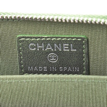Chanel Metallic Lambskin Quilted Zip Around Coin Purse Wallet Green 6 of 8