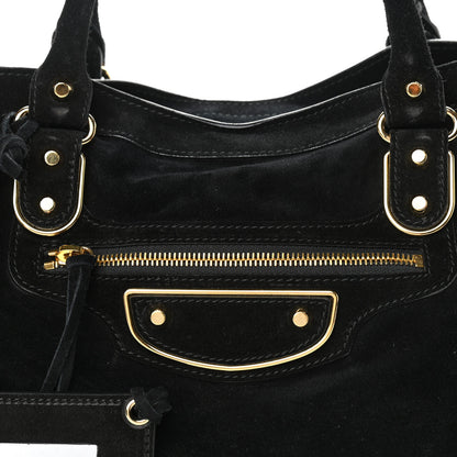 Balenciaga Baby Daim Gold Metallic Edge Hardware City Black 7 of 9