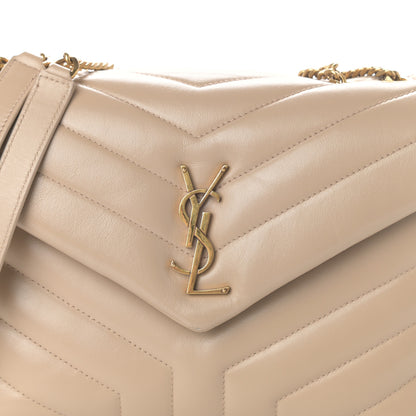 Saint Laurent Calfskin Y Quilted Monogram Small Loulou Chain Satchel Dark Beige 8 of 10