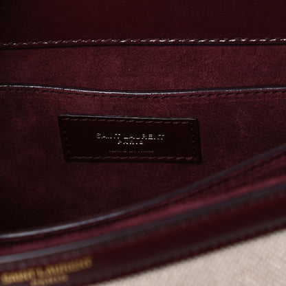Saint Laurent Canvas Calfskin Medium Classic Monogram Cassandra Top Handle Natural Dark Legion Red 7 of 10