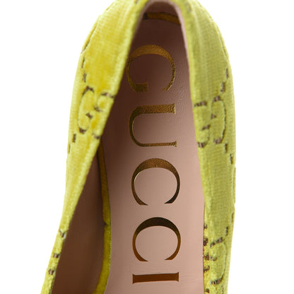 Gucci Velvet GG Monogram Sylvie Web Chain Mid Heel Loafers 36 Sunny Beige 8 of 11