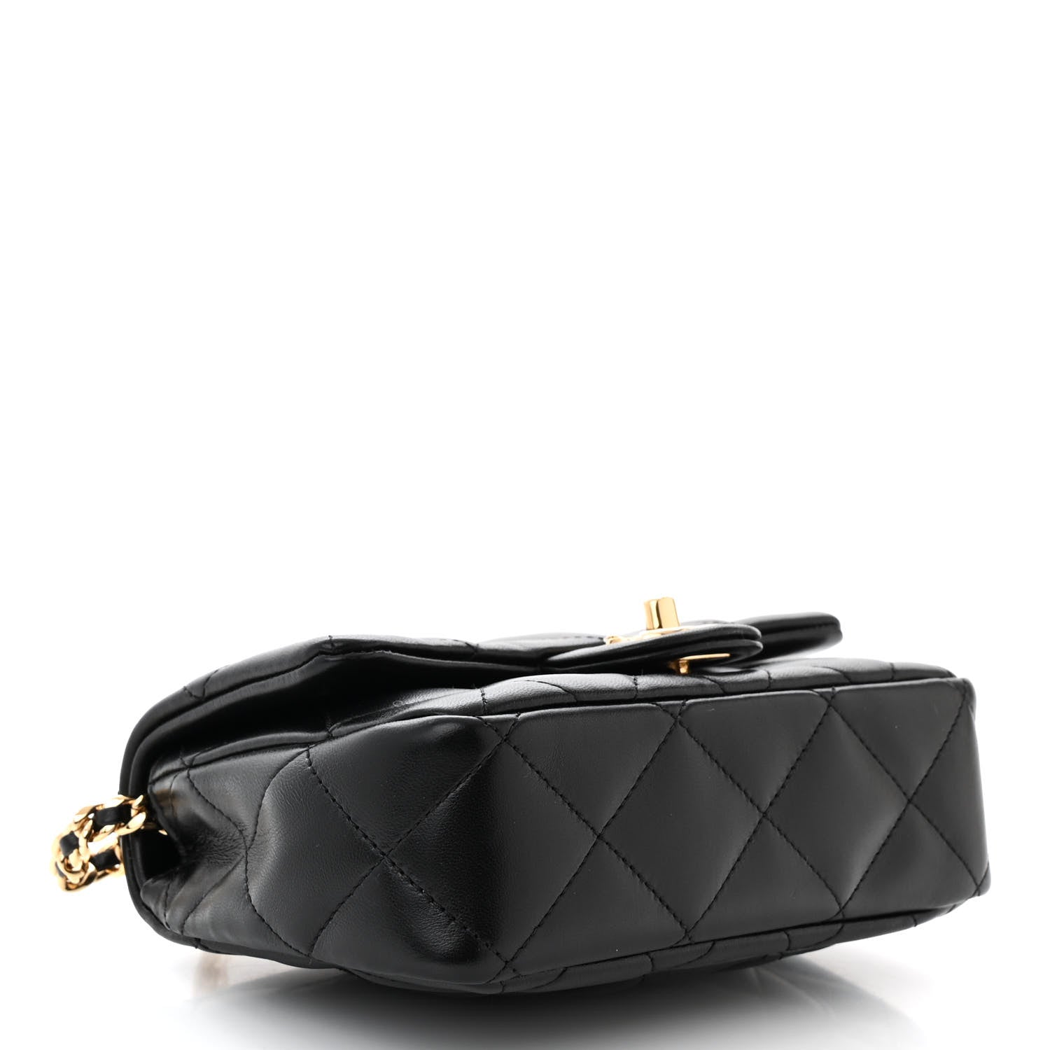 Chanel Lambskin Resin Quilted Top Handle Flap Black 4 of 11
