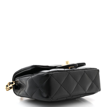 Chanel Lambskin Resin Quilted Top Handle Flap Black 4 of 11