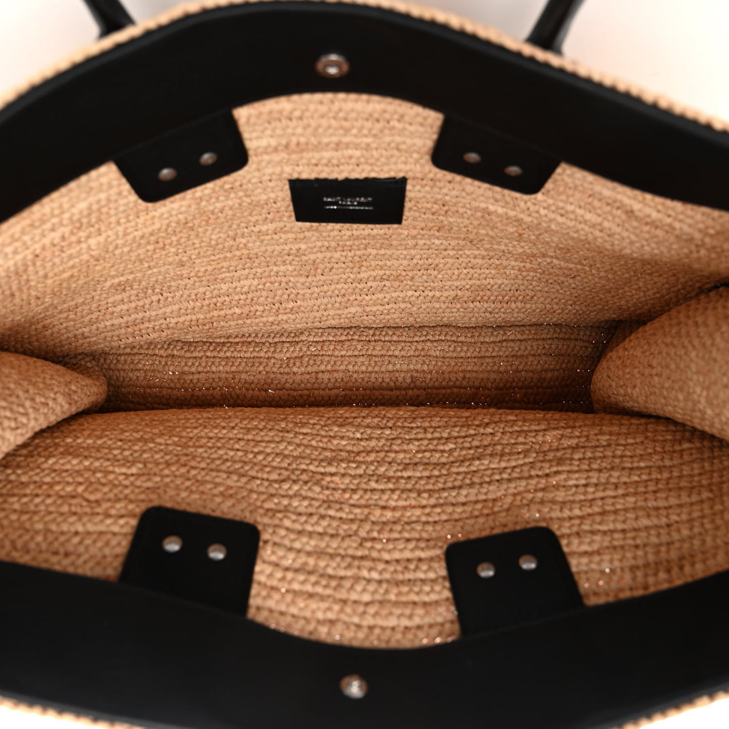 Raffia Calfskin Rive Gauche Tote Naturale Black