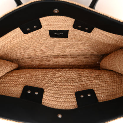 Saint Laurent Raffia Calfskin Rive Gauche Tote Naturale Black 5 of 10