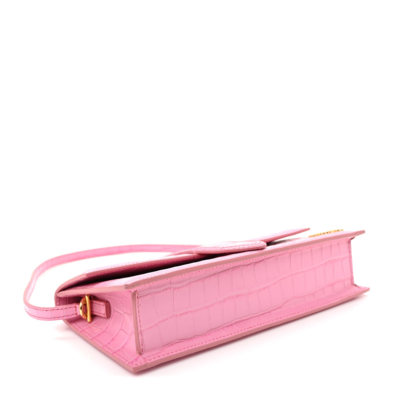 Jacquemus Calfskin Crocodile Embossed Le Bambino Long Pink 4 of 9