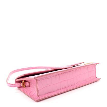 Jacquemus Calfskin Crocodile Embossed Le Bambino Long Pink 4 of 9