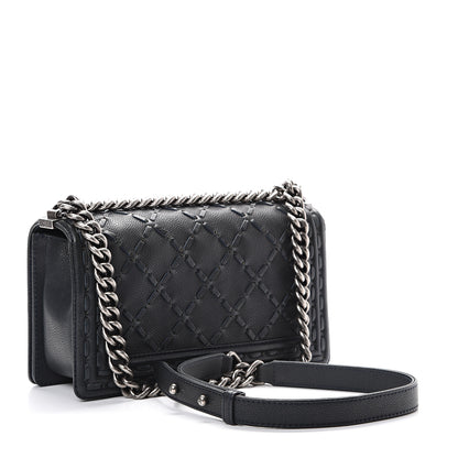 Chanel Caviar Stitched Medium Boy Flap Blue 2 of 11