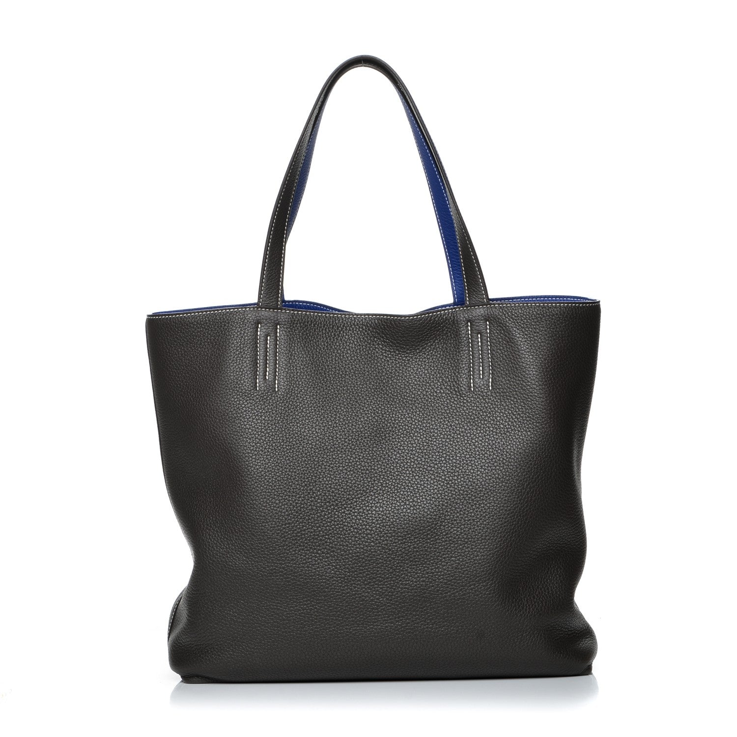 Hermes Taurillon Clemence Double Sens 36 Reversible Tote Graphite Bleu Electrique 1 of 8