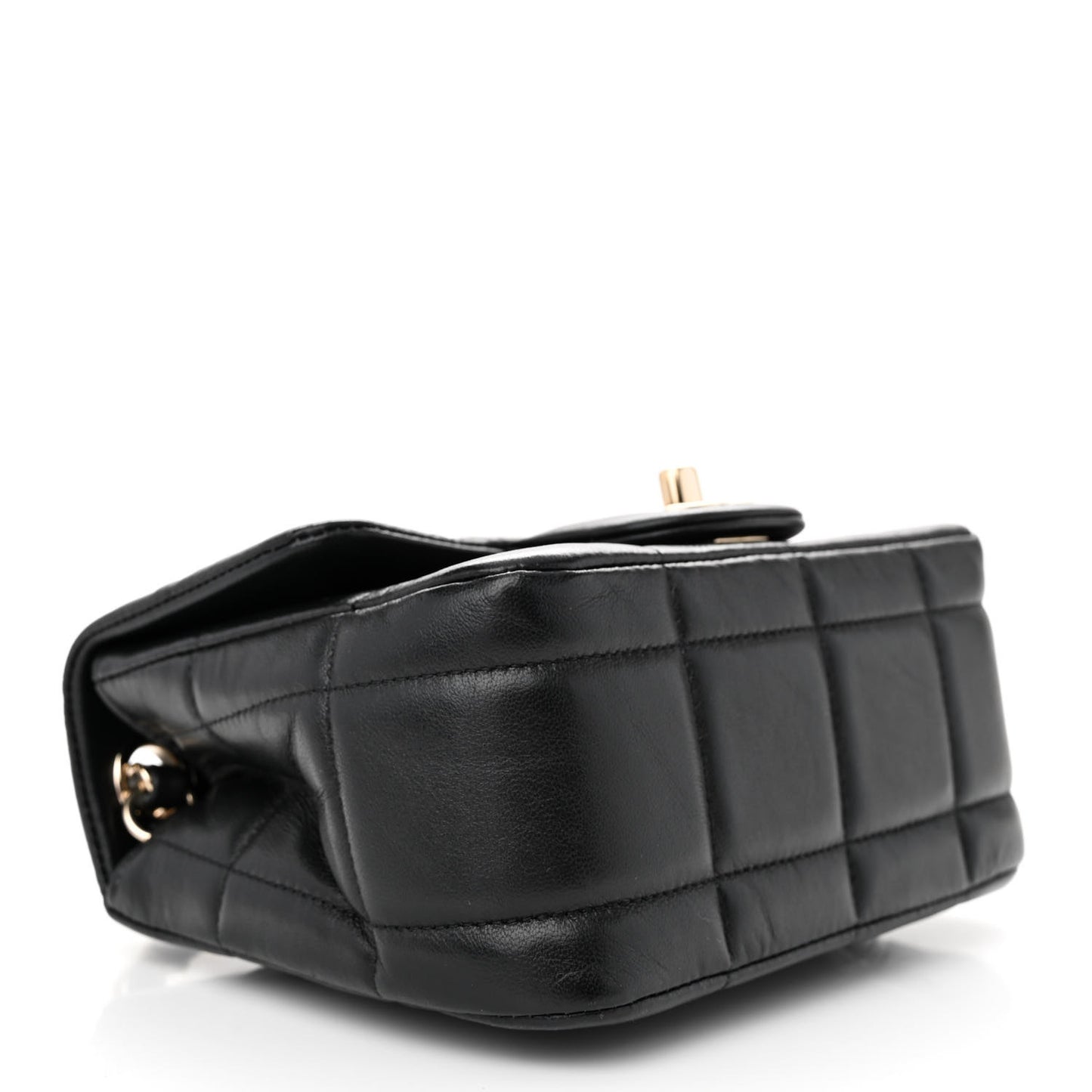 Lambskin Resin Crystal Square Quilted Mini Monacoco Flap Black