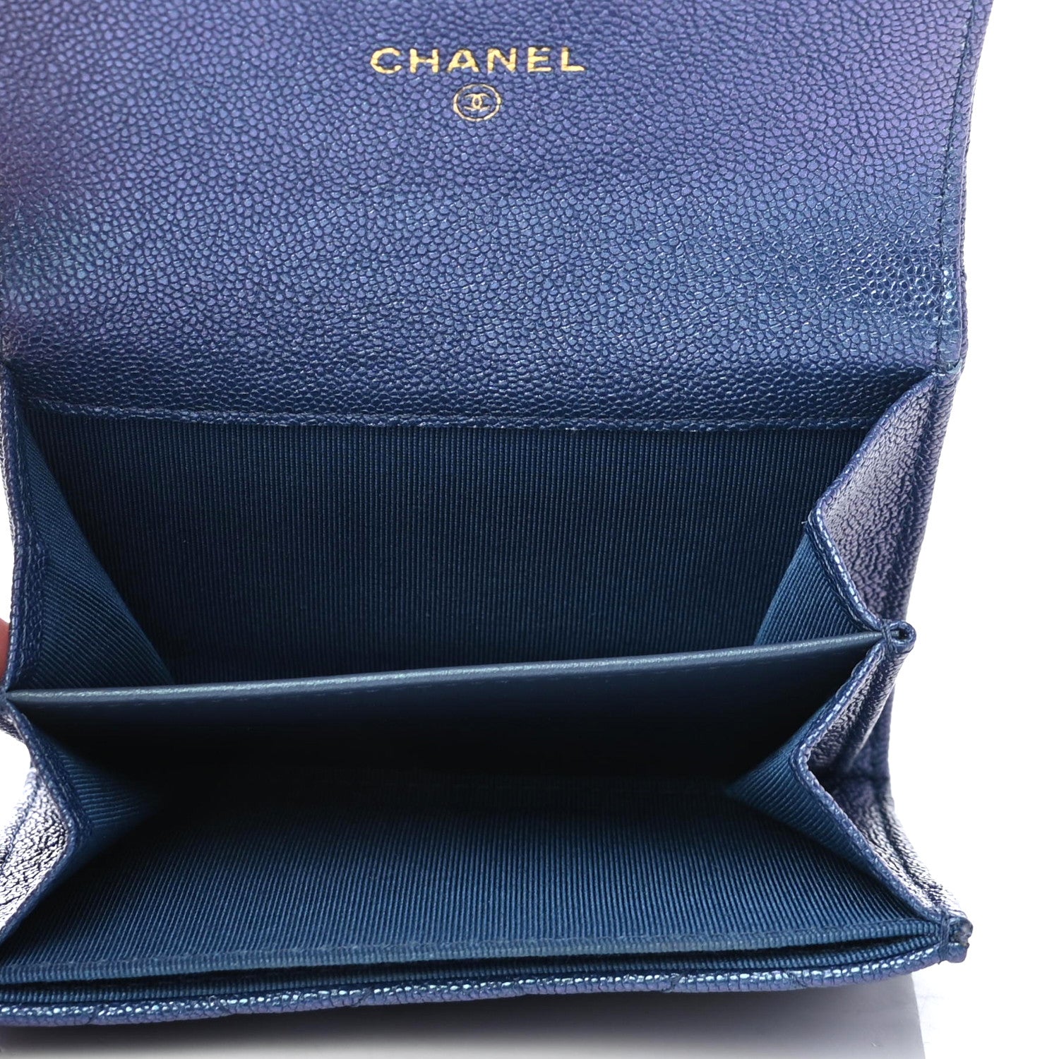 Chanel Iridescent Caviar Quilted Flap Card Holder Wallet Dark Blue 8 of 8
