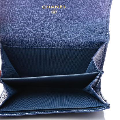 Chanel Iridescent Caviar Quilted Flap Card Holder Wallet Dark Blue 8 of 8