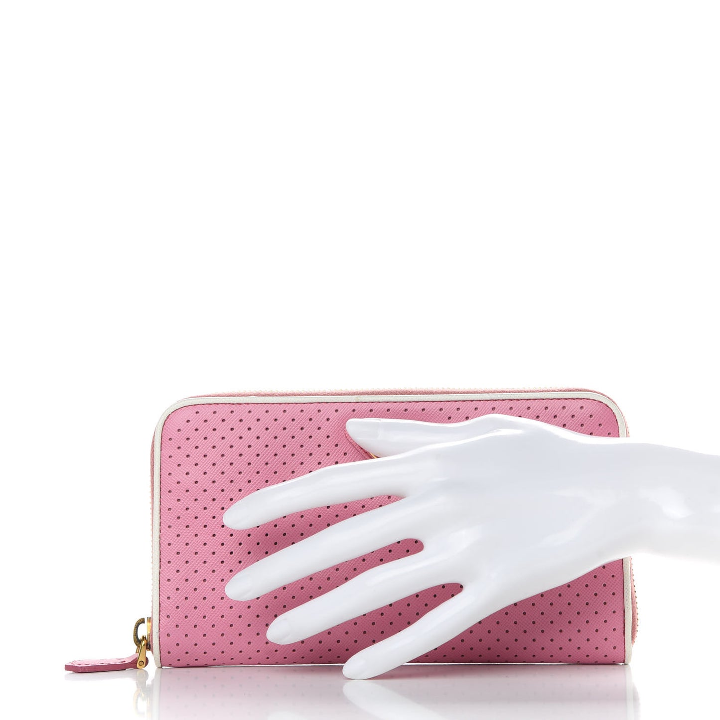Saffiano Perforated Zip Around Wallet Geranio