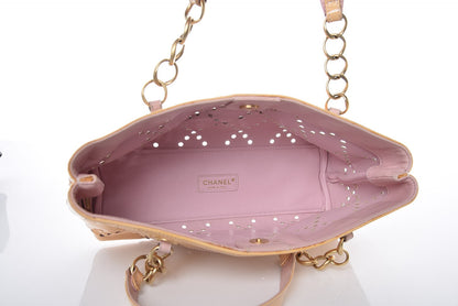 Chanel Patent Perforated CC Shopping Tote Beige 6 of 15