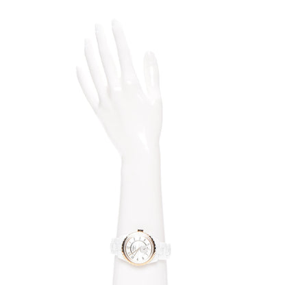 Chanel Stainless Steel 18K Beige Gold Ceramic Diamond 36.5mm J12 Automatic Watch White 2 of 7