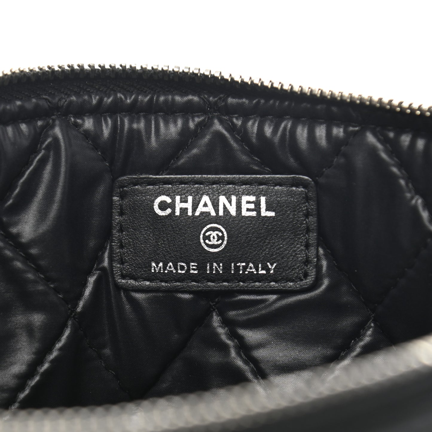 Lambskin Double Stitch Quilted Cosmetic Case Black