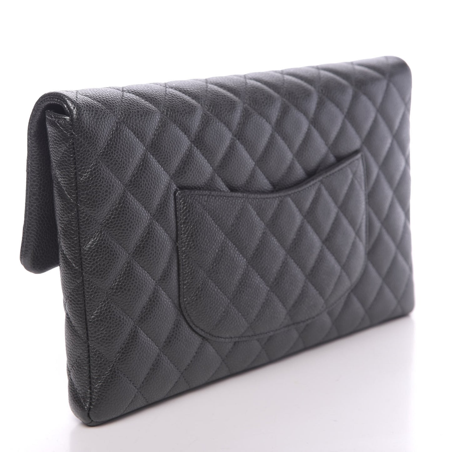 Caviar Quilted Flap Clutch Dark Grey
