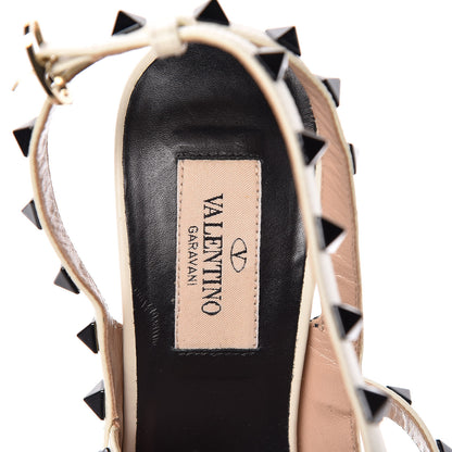 Valentino Garavani Calfskin Rockstud Ankle Strap 100mm Pumps 37.5 Black Light Ivory 9 of 15