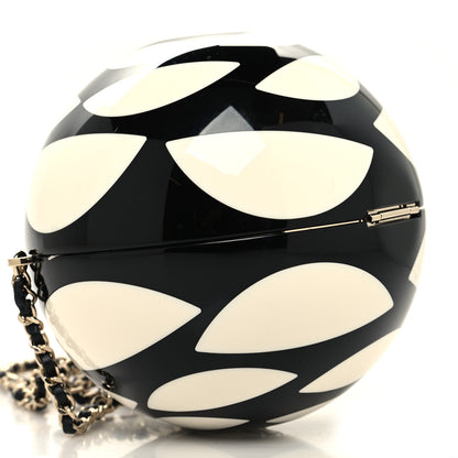 Chanel Resin Plexi CC Round Camellia Minaudiere Clutch Black White 10 of 12