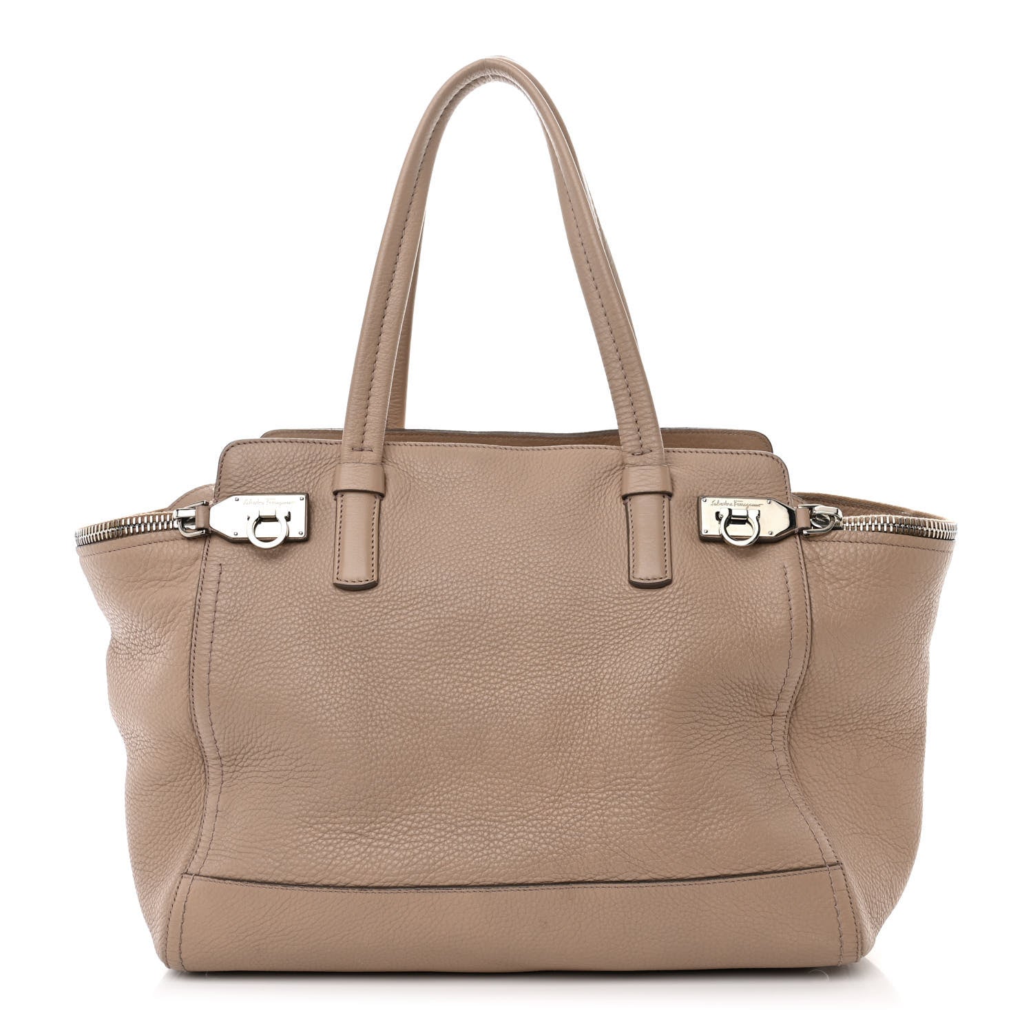 Salvatore Ferragamo Calfskin Large Verve Double Zip Tote Beige 1 of 11