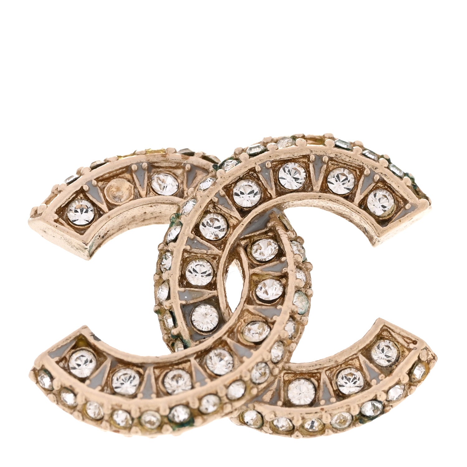 Chanel Crystal Timeless CC Earrings Light Gold 5 of 6