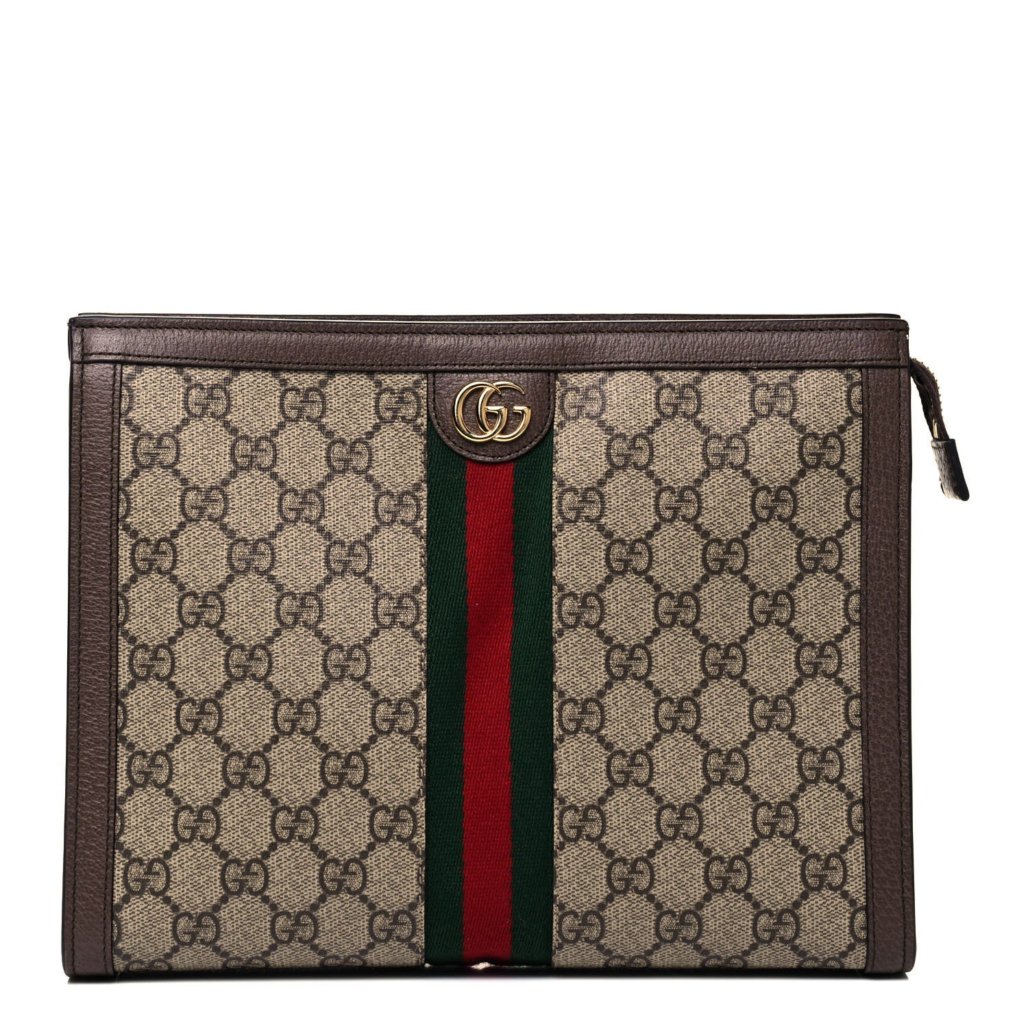 Gucci GG Supreme Monogram Web Ophidia Pouch Brown 1 of 9