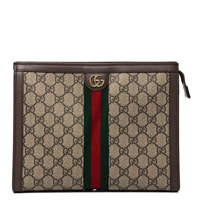 Gucci GG Supreme Monogram Web Ophidia Pouch Brown 1 of 9