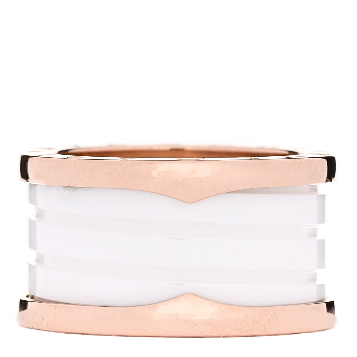 18K Rose Gold White Ceramic B.Zero1 Four-Band Ring 54 6.75