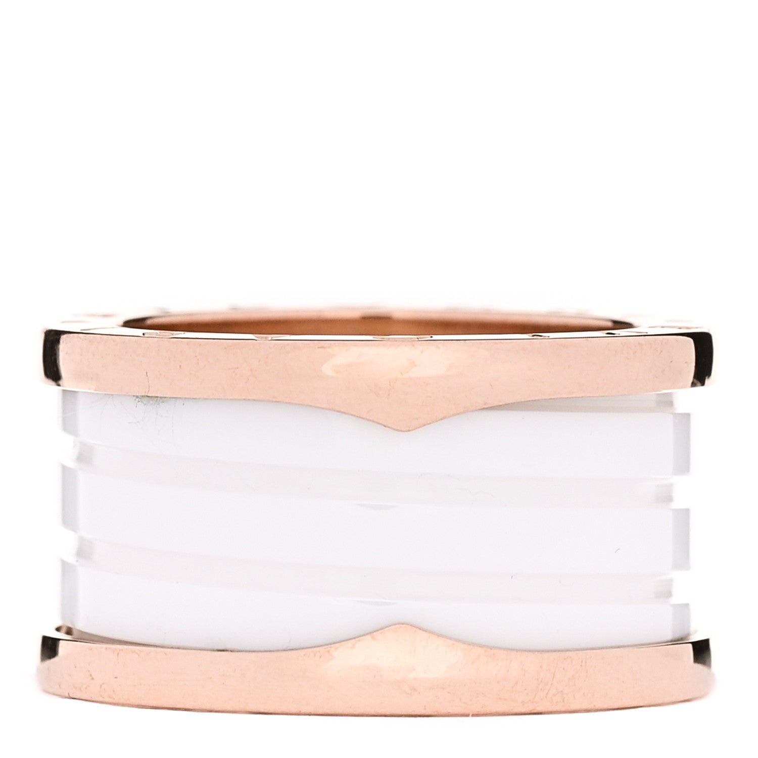 Bulgari 18K Rose Gold White Ceramic B.Zero1 Four-Band Ring 54 6.75 3 of 6
