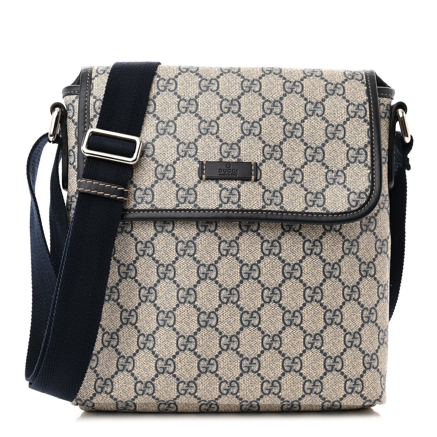 Gucci GG Plus Monogram Sellieria Calfskin Small Flap Messenger Bag Beige Blue 1 of 16