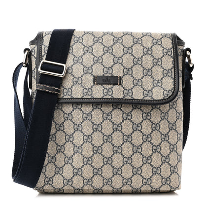 Gucci GG Plus Monogram Sellieria Calfskin Small Flap Messenger Bag Beige Blue 1 of 16